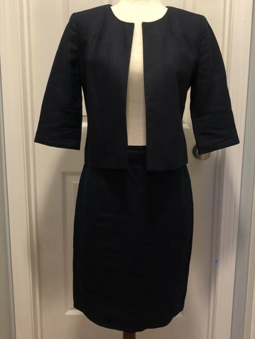 Baird McNutt For J.Crew Navy Linen Skirt Suit Set - 4 - Picture 2 of 8